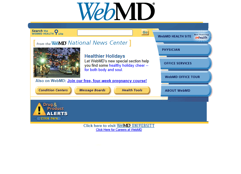 WebMD website in 2001