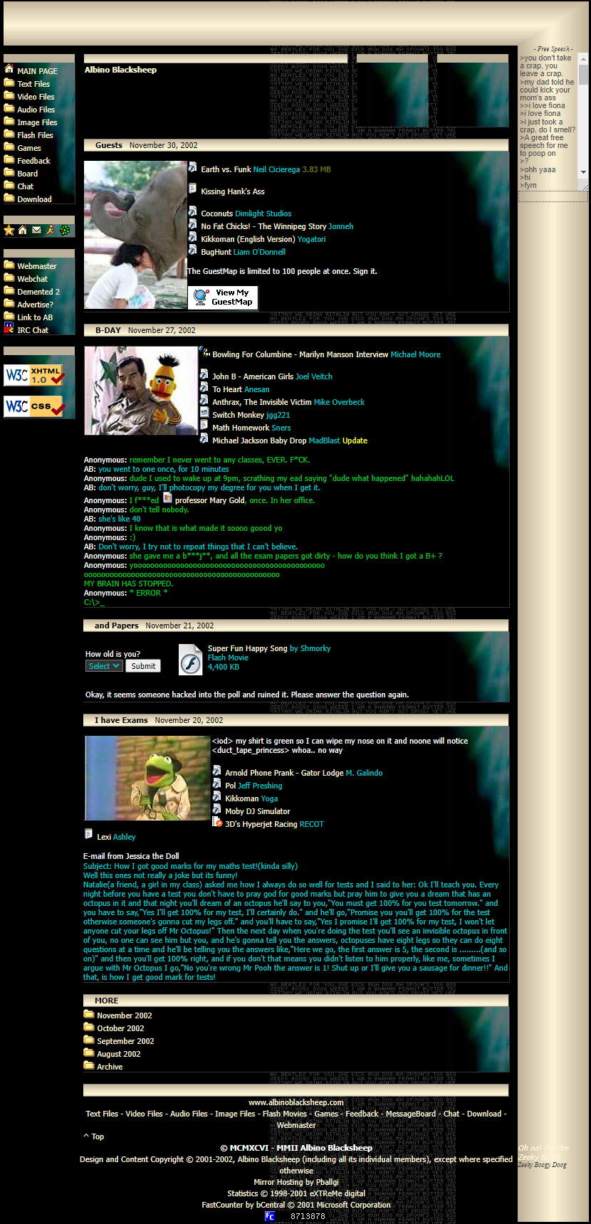 Albino Blacksheep website in 2002