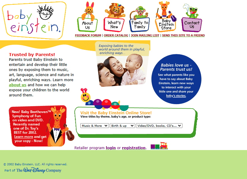 Baby Einstein website in 2002