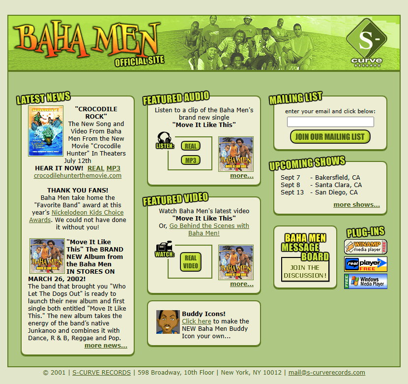Baha Men website in 2002