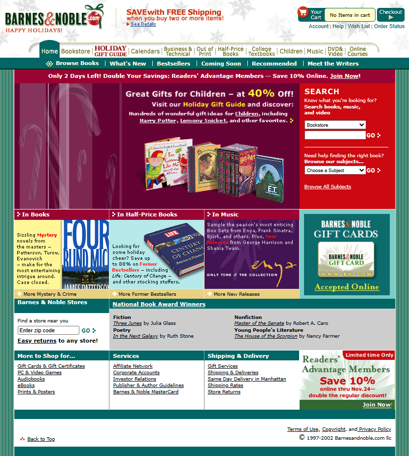 Barnes & Noble website in 2002