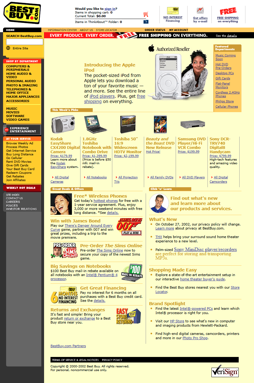 Best Buy website in 2002