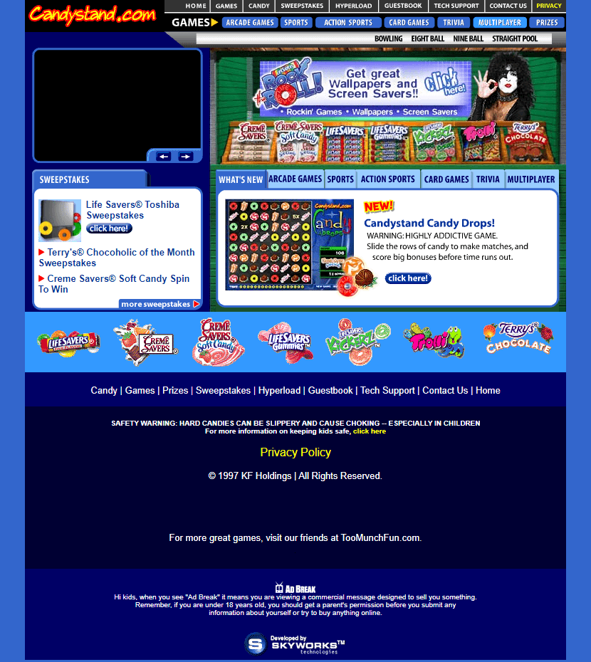 Candystand website in 2002