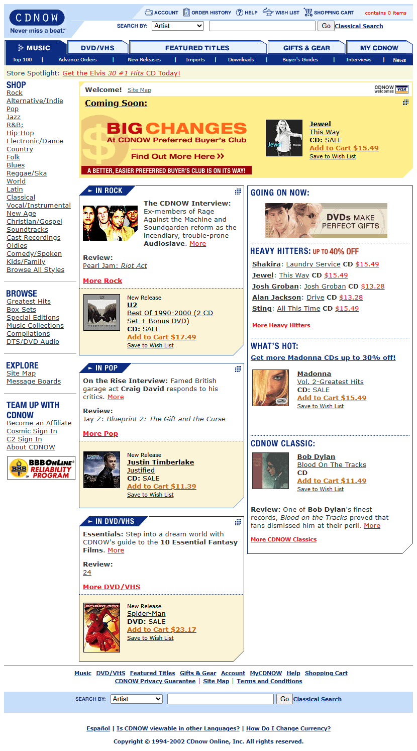 CDNOW website in 2002