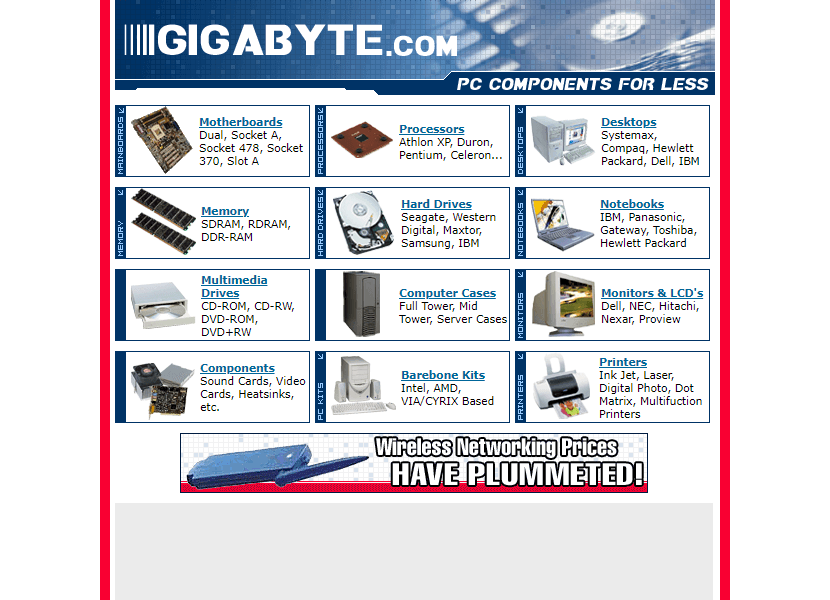 Gigabyte Technology website in 2002