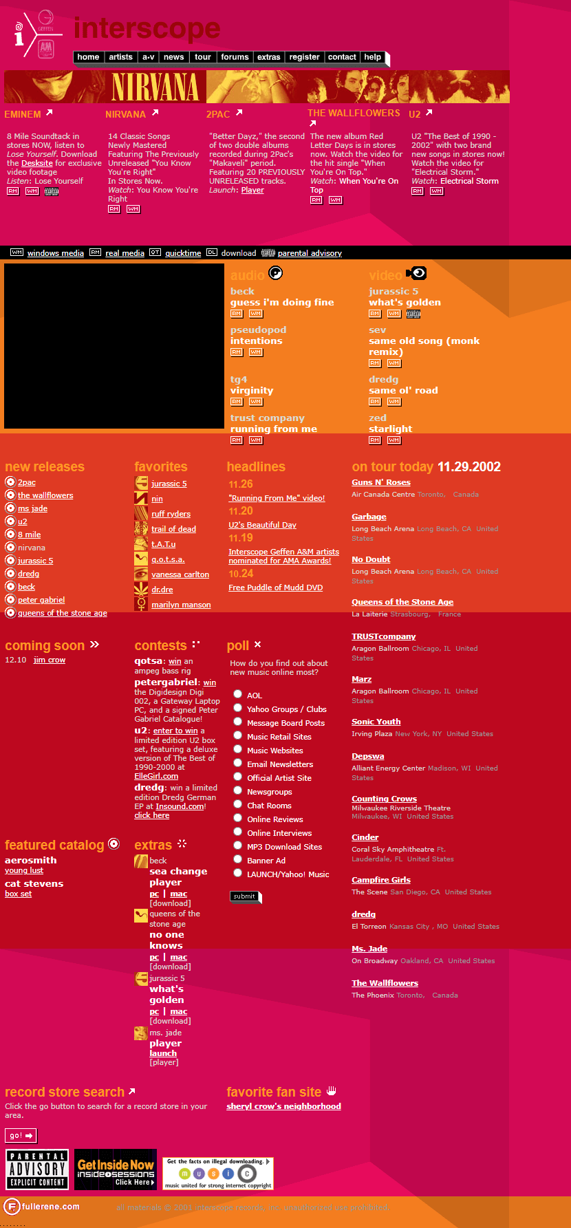 Interscope Records website in 2002
