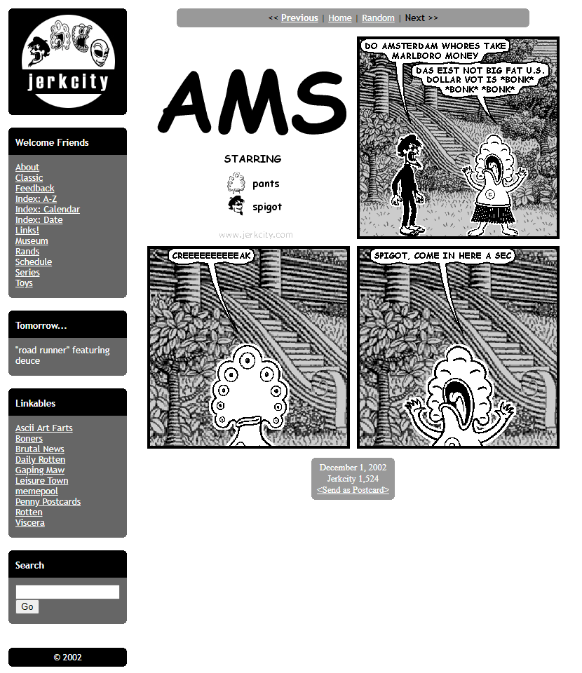 Jerkcity website in 2002