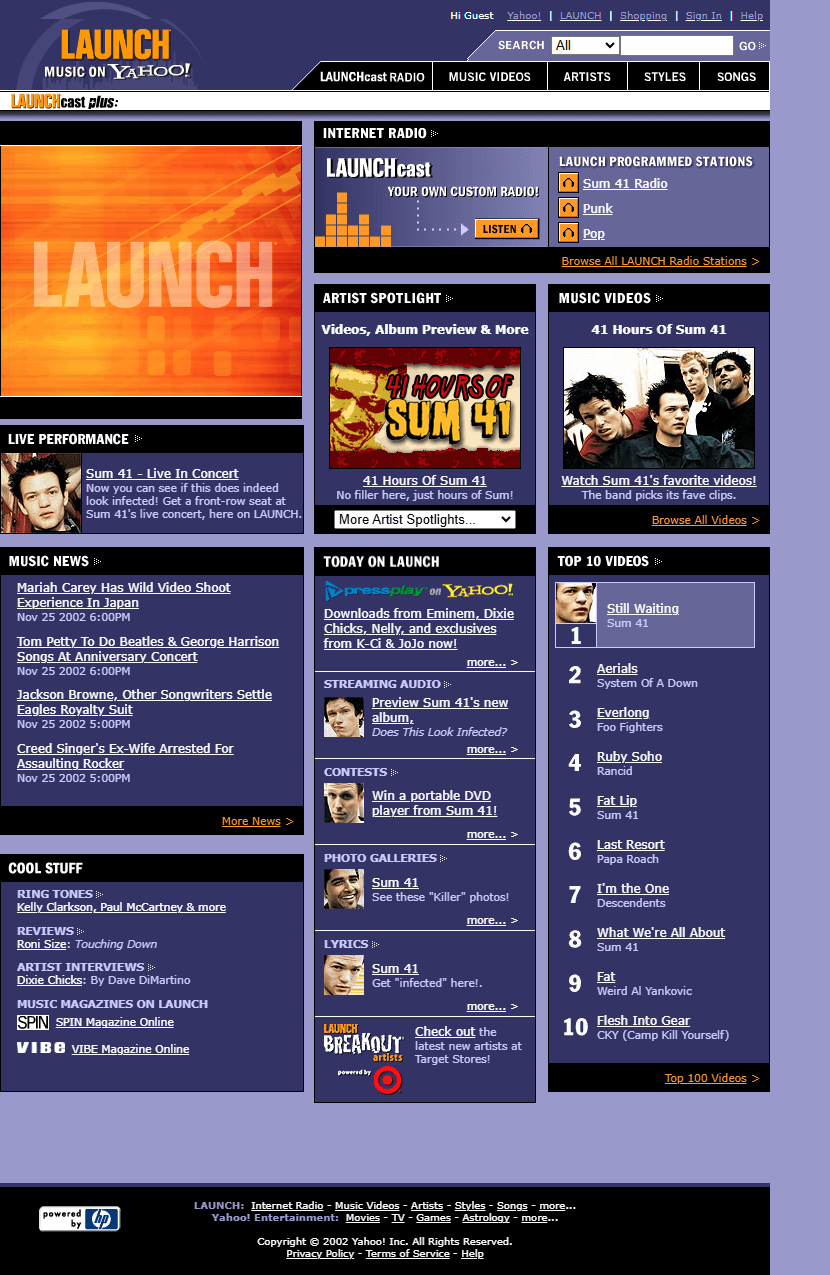 Launch Yahoo! website in 2002