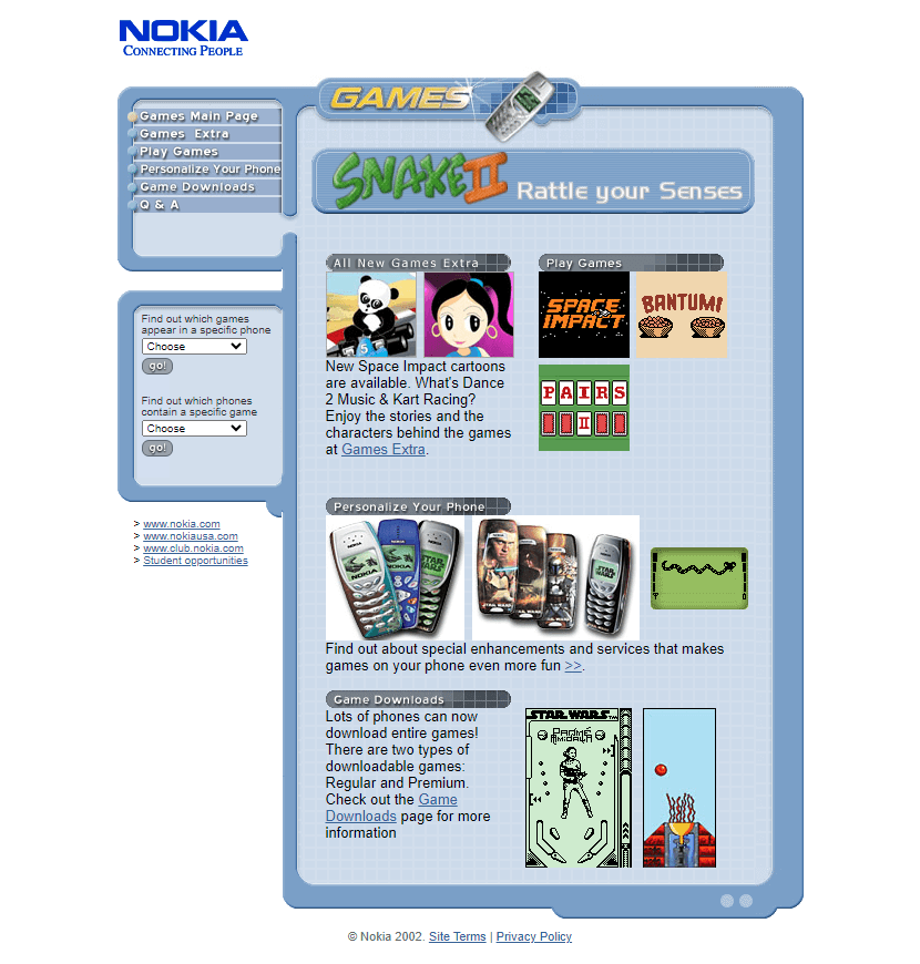 Nokia Games website in 2002
