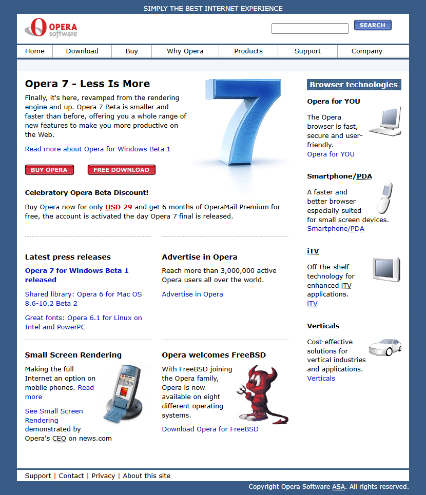 Opera Software website in 2002