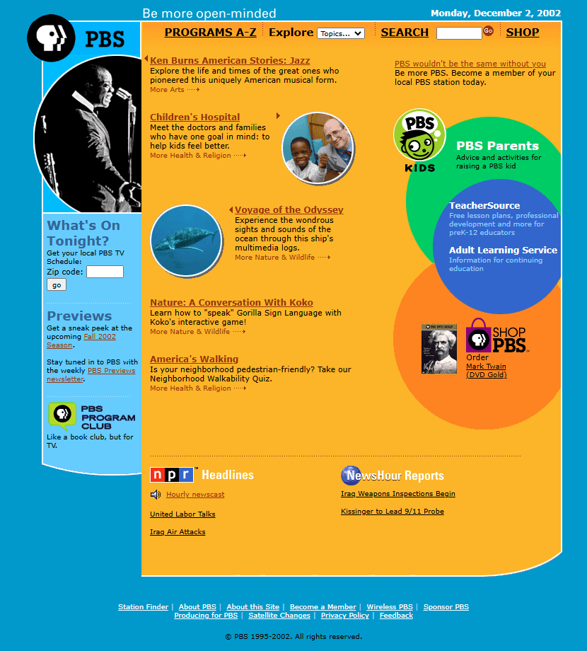 PBS website in 2002