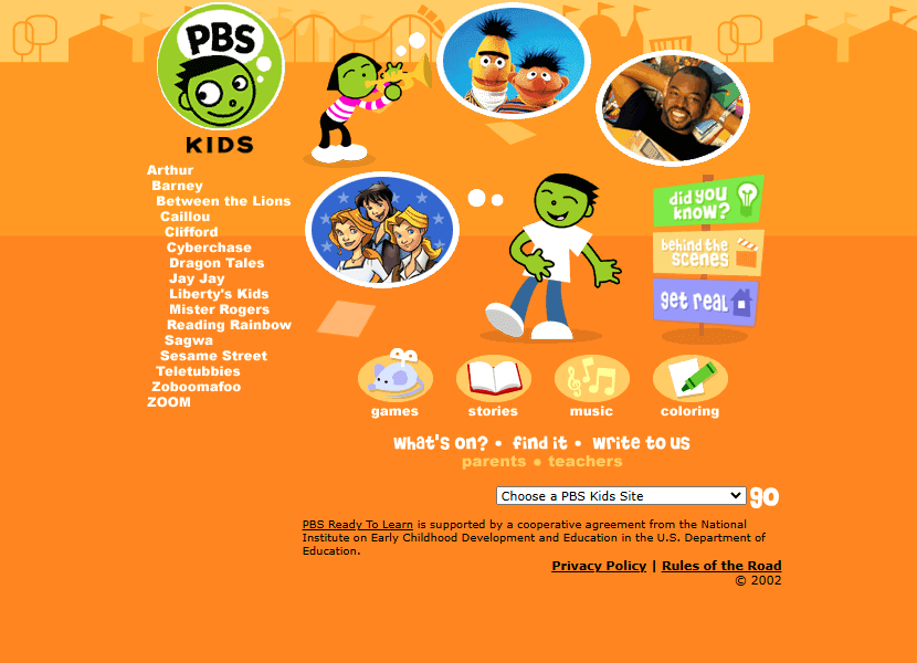 PBS Kids website in 2002