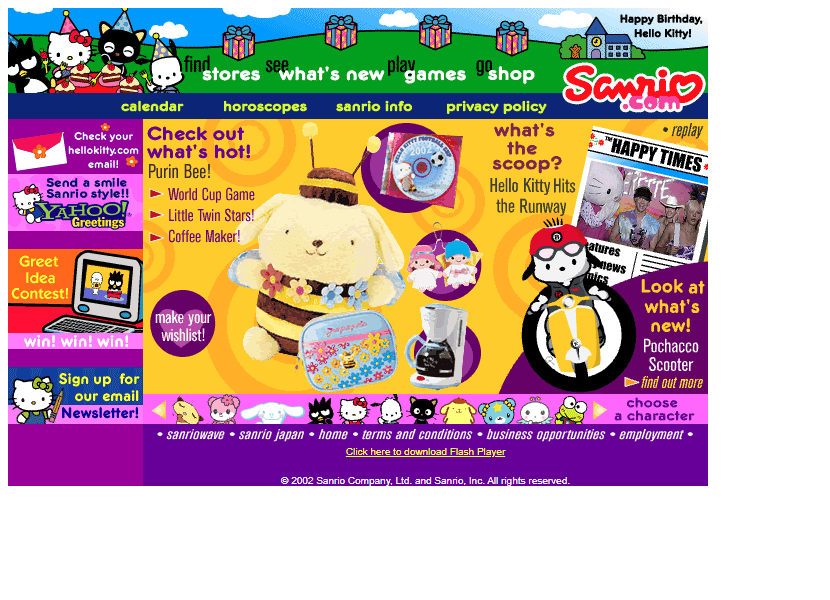 Sanrio website in 2002