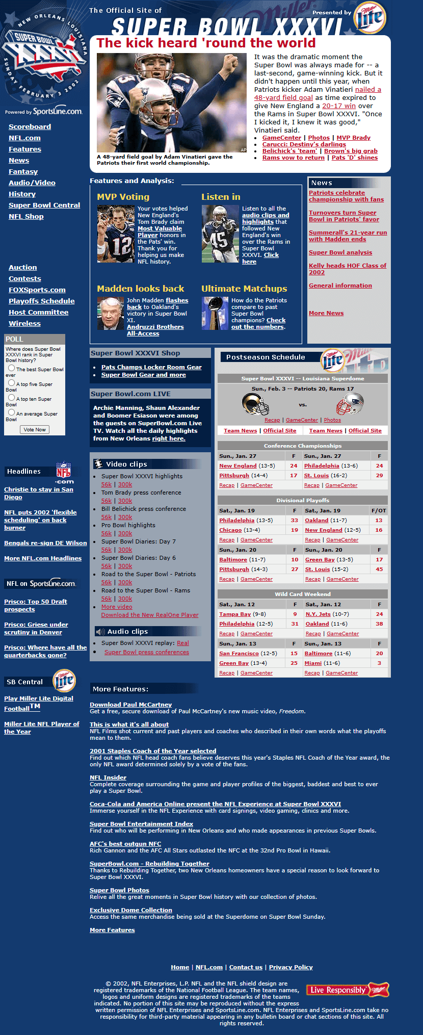 SuperBowl.com website in 2002