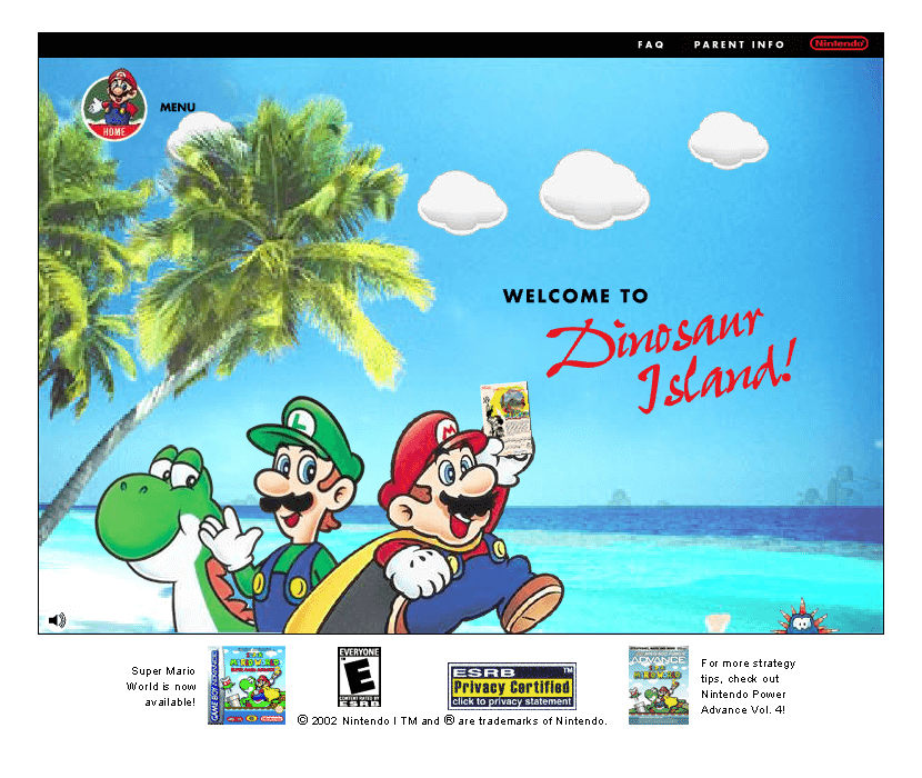 Super Mario World flash website in 2002
