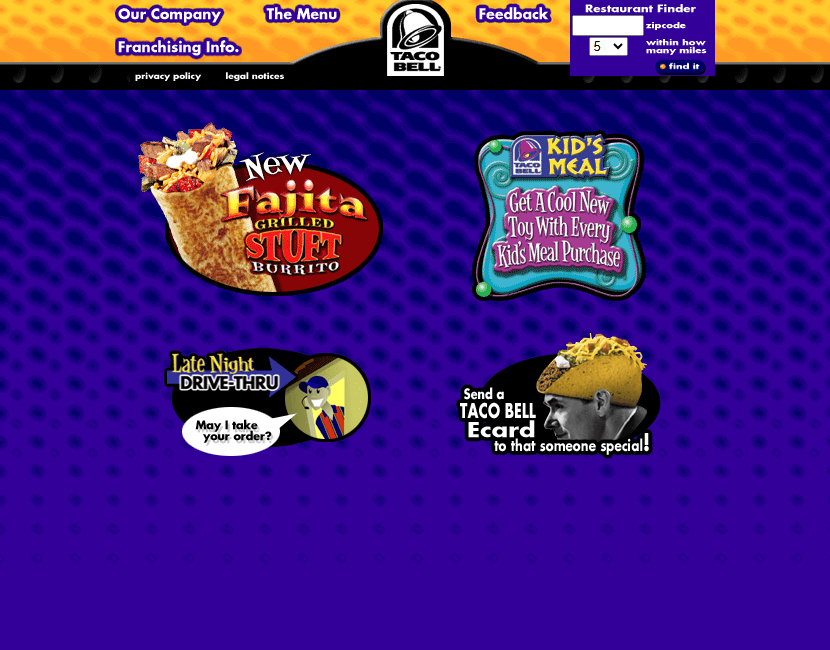 Taco Bell website in 2002