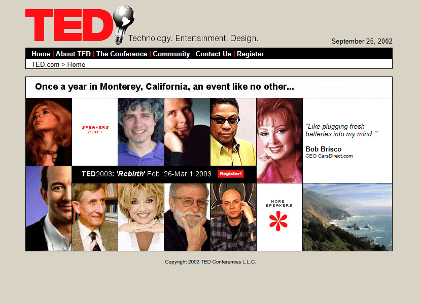 TED Conferences website in 2002