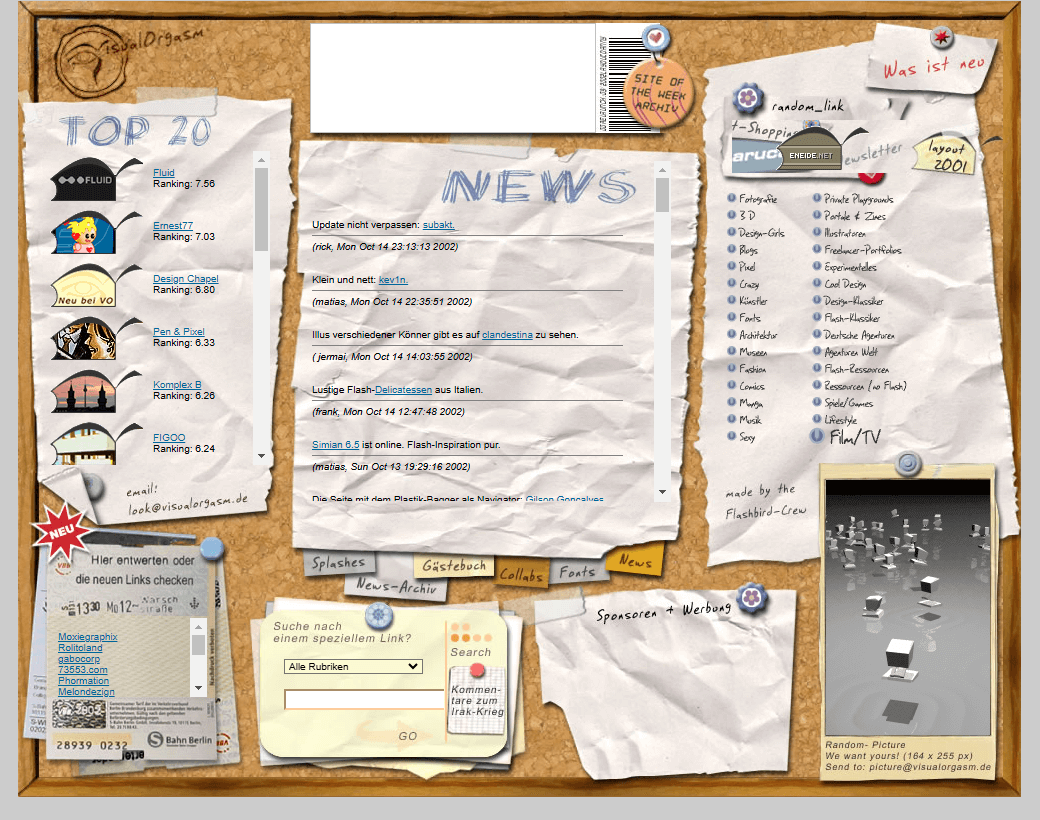 visualOrgasm website in 2002
