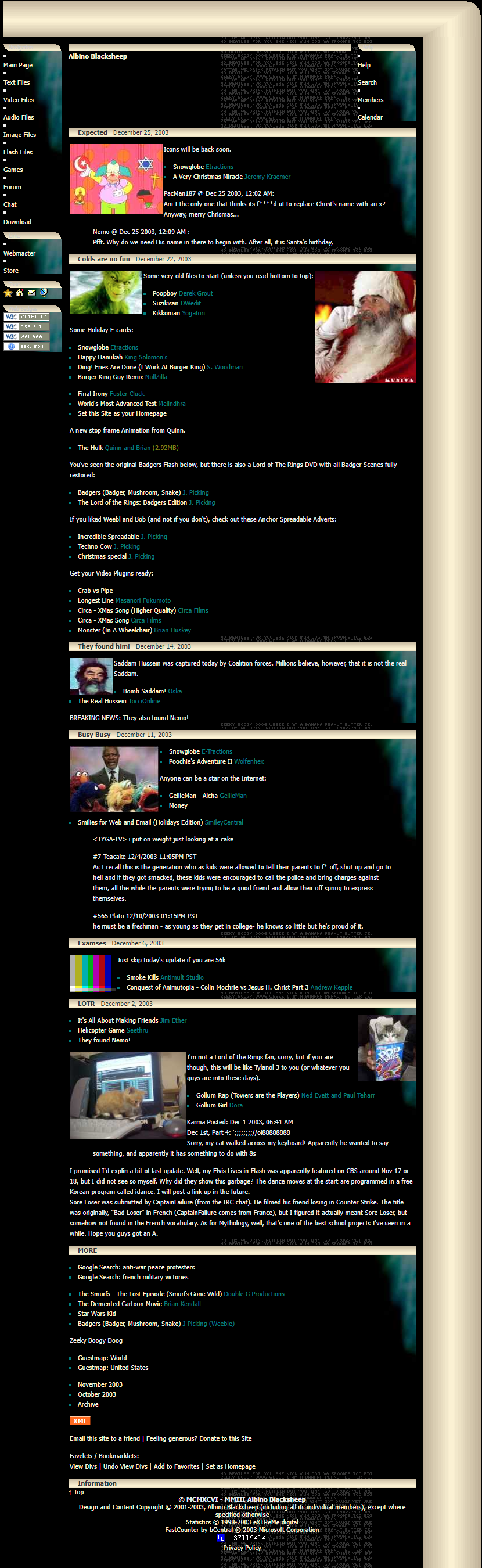 Albino Blacksheep website in 2003