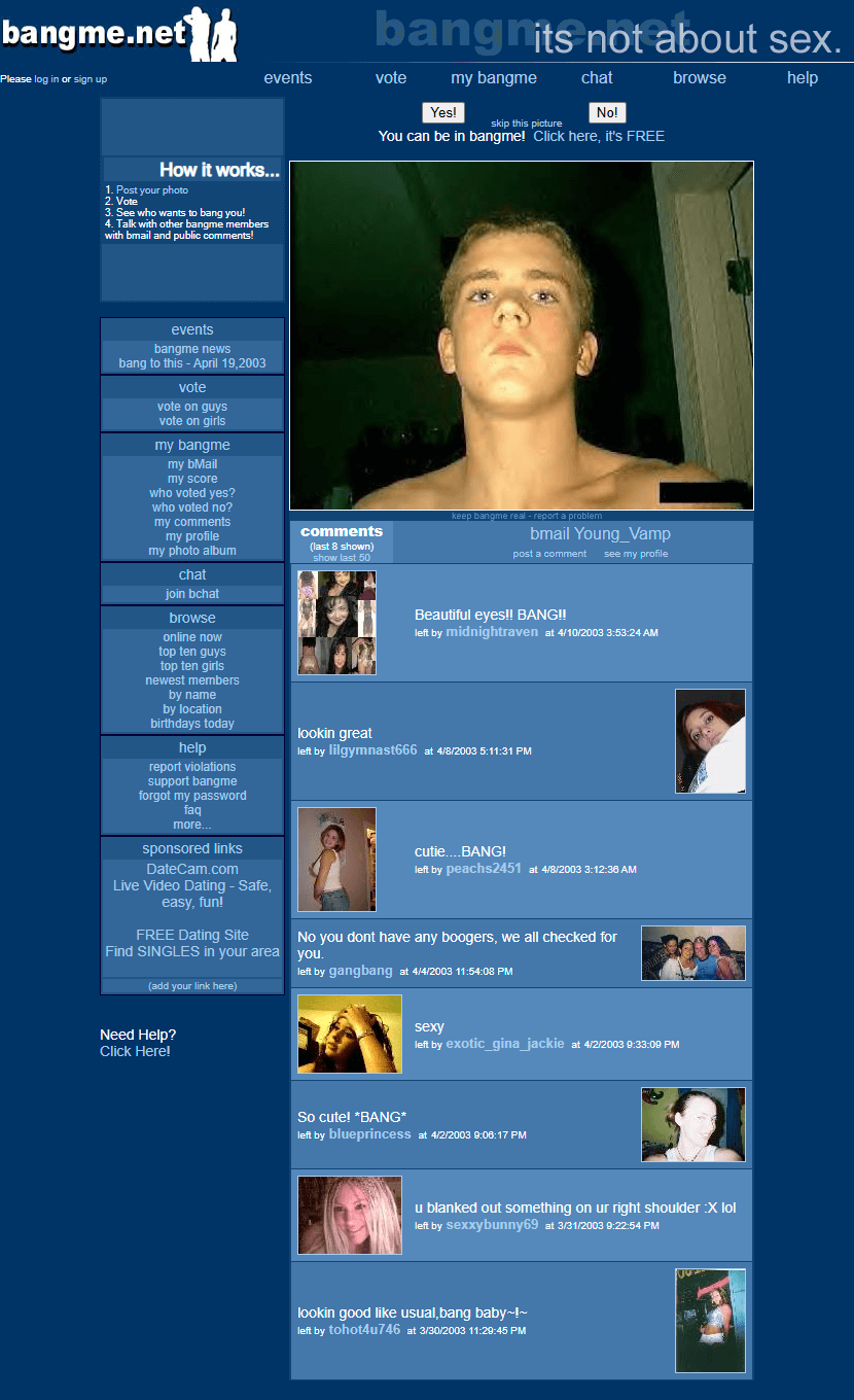 Bangme website in 2003
