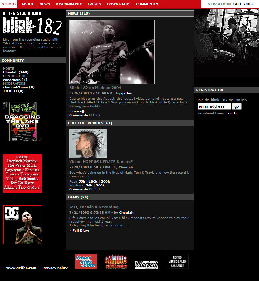 Blink-182 in 2003 - Web Design Museum