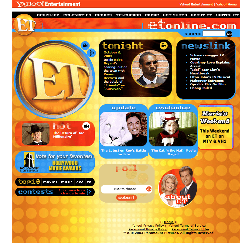 ETonline website in 2003