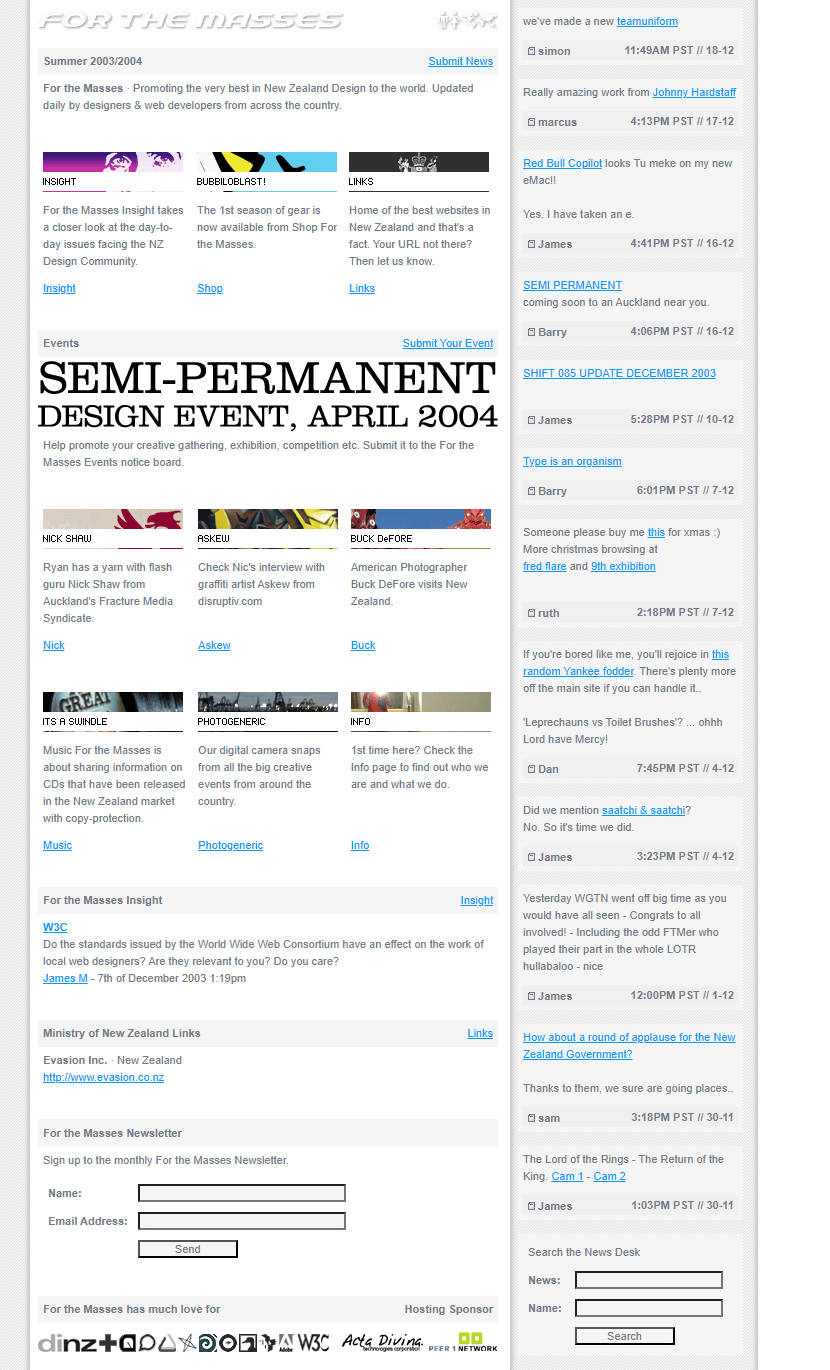 For the Masses website in 2003