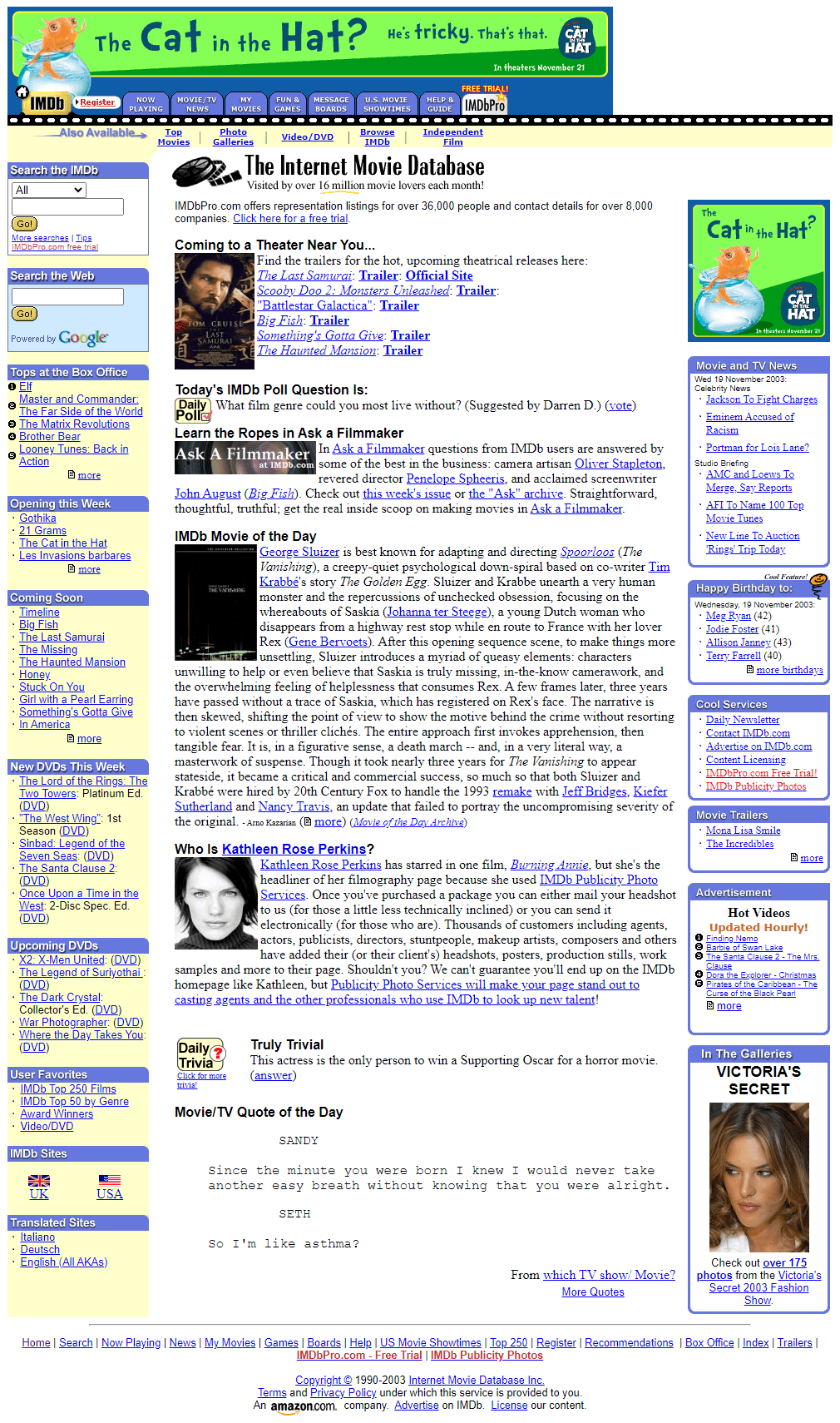 IMDb website in 2003