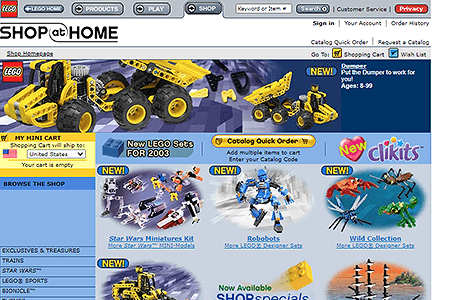 LEGO Shop at Home website in 2003