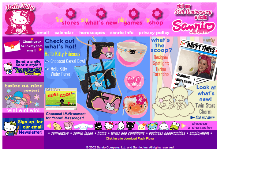 Sanrio website in 2003
