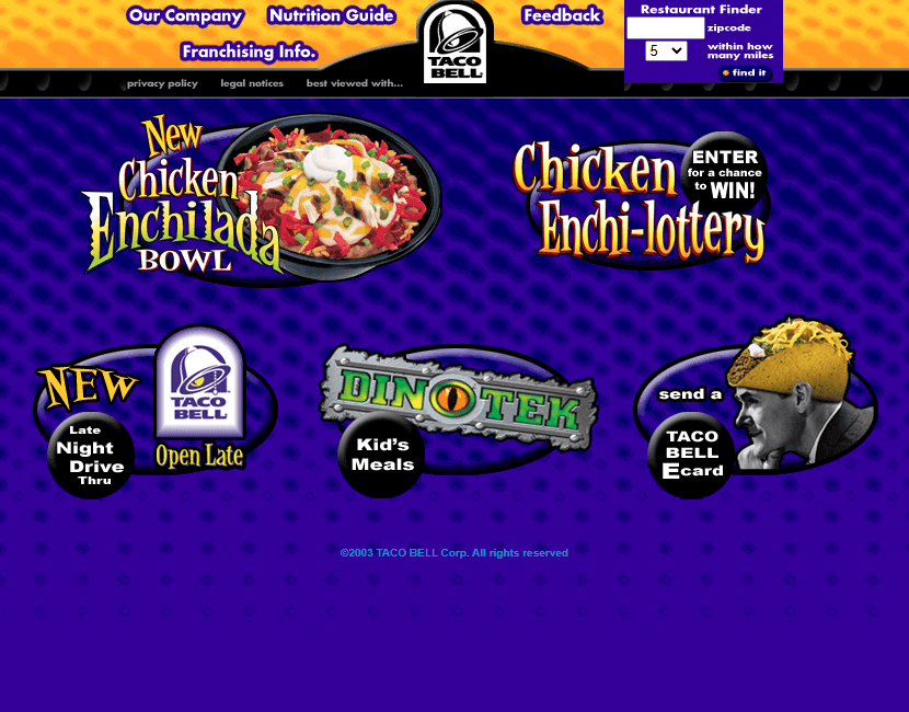 Taco Bell website in 2003