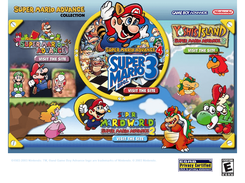 The Super Mario Advance Collection website in 2003