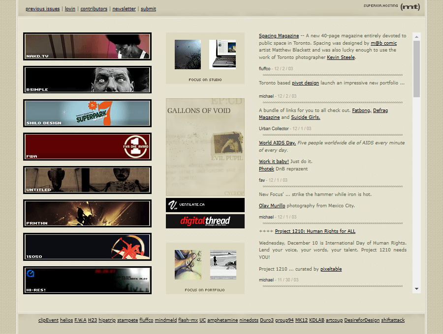 Ventilate website in 2003