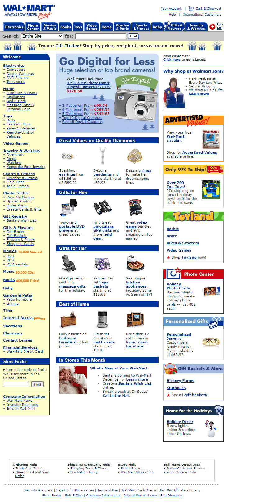 Walmart website in 2003