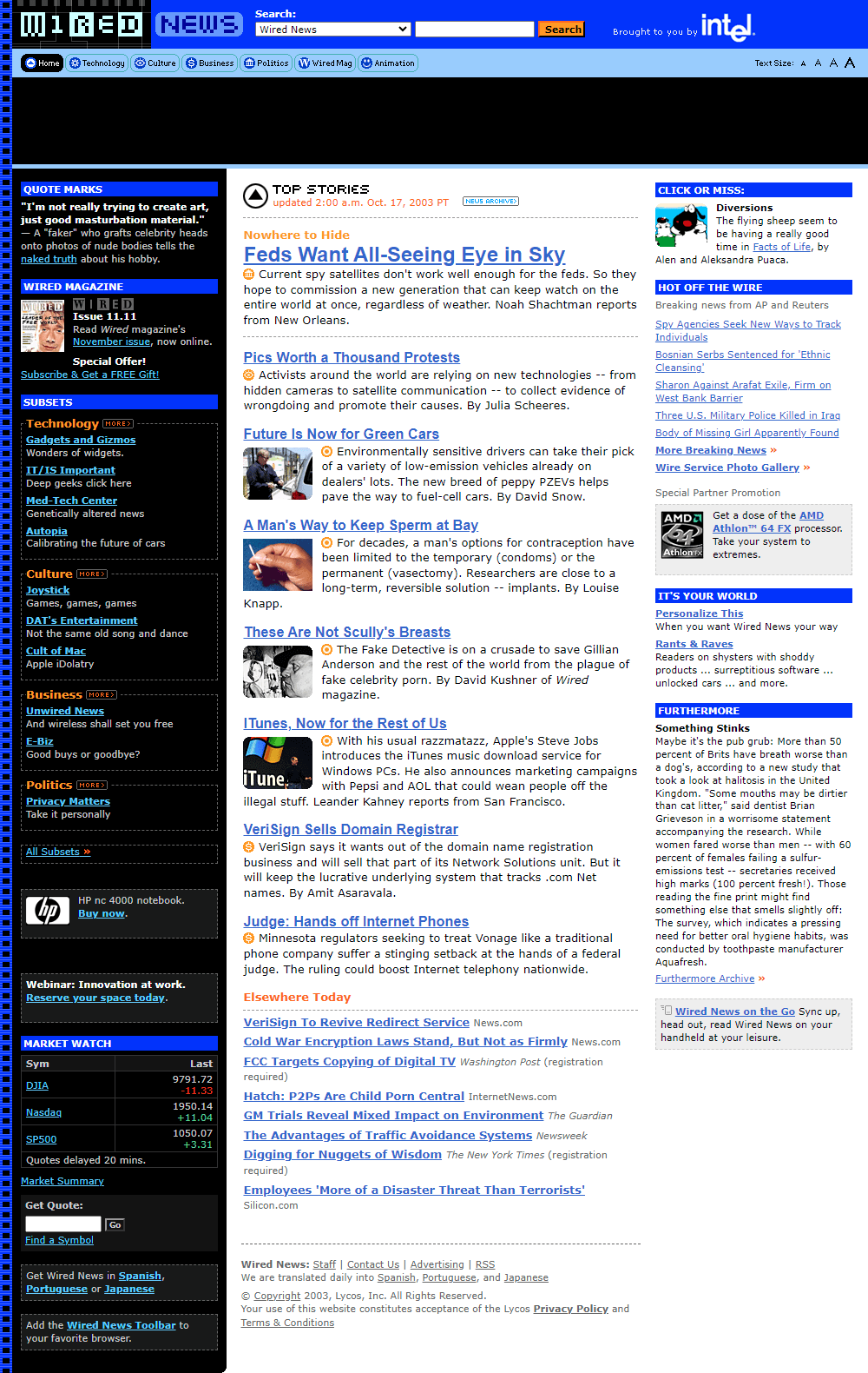 Wired News website in 2003