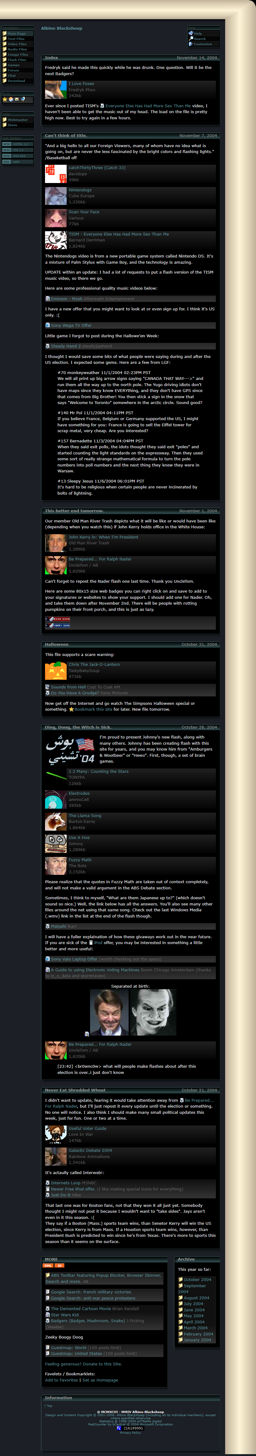 Albino Blacksheep website in 2004