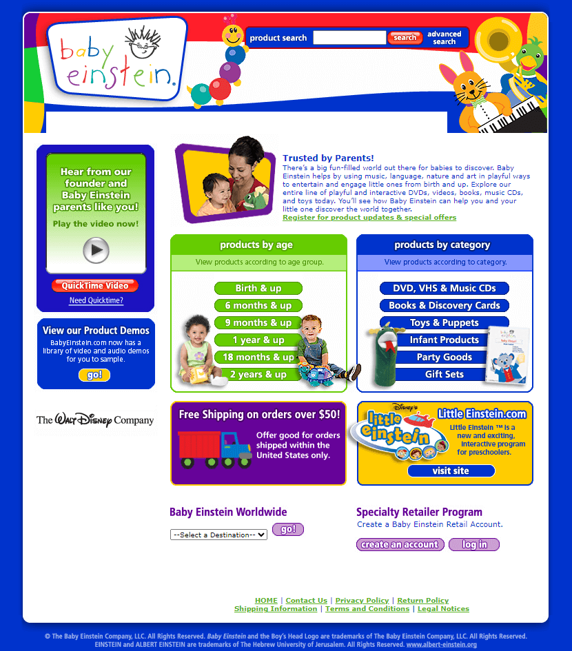 Baby Einstein website in 2004