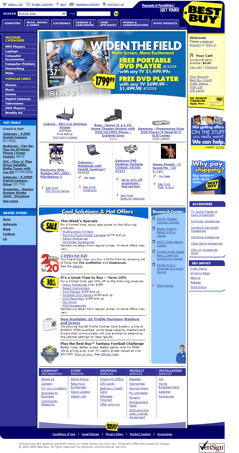 Best Buy website in 2004
