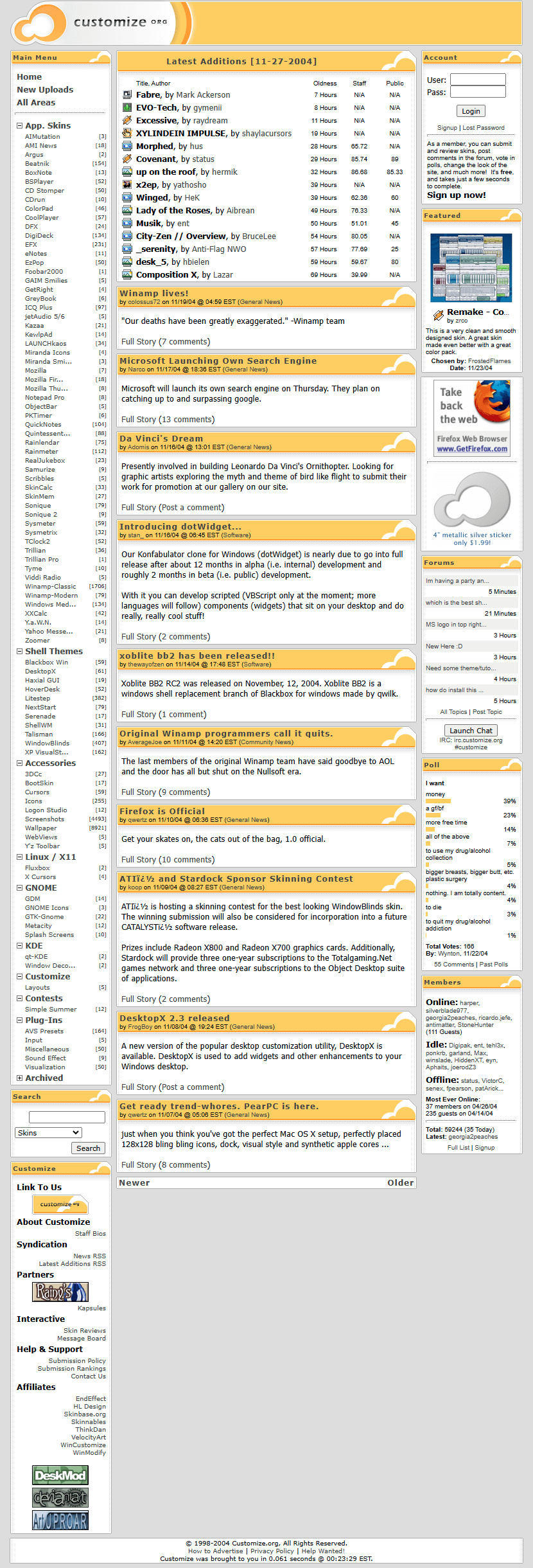 Customize.org website in 2004