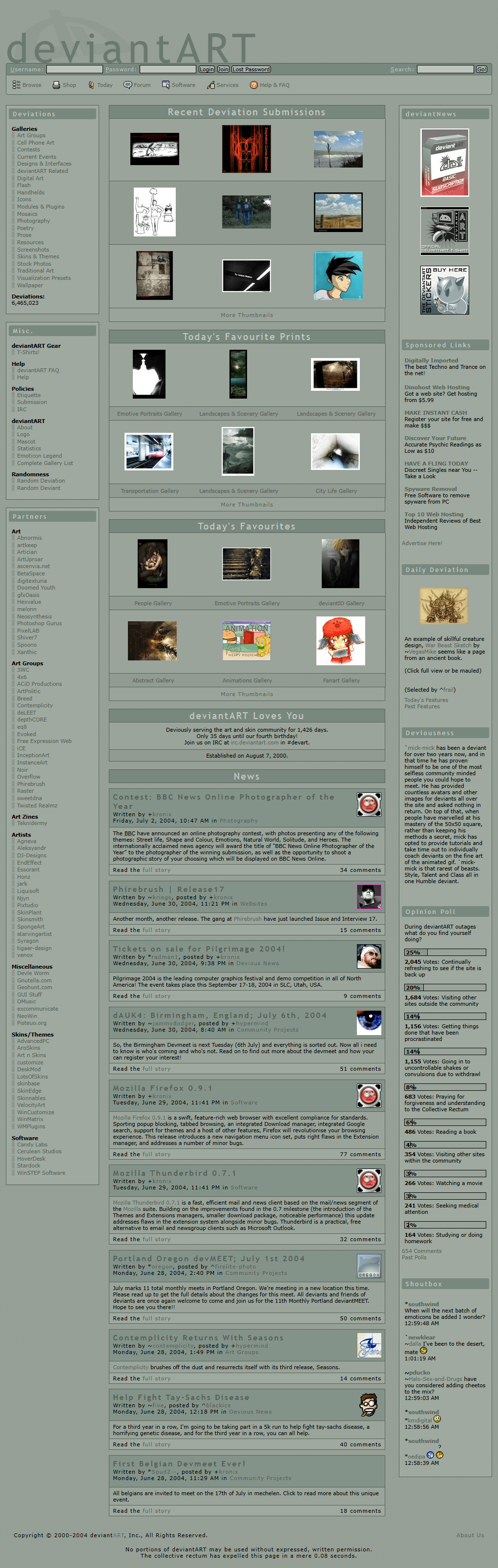 DeviantArt website in 2004