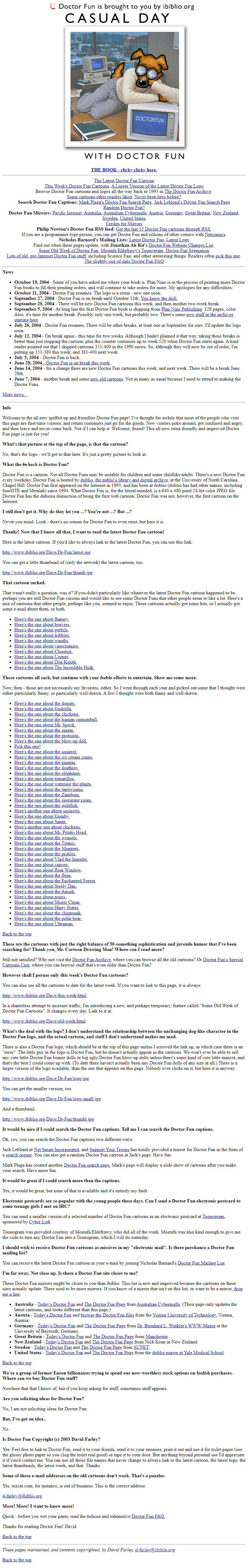 Doctor Fun website in 2004