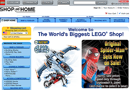 LEGO Shop at Home website in 2004