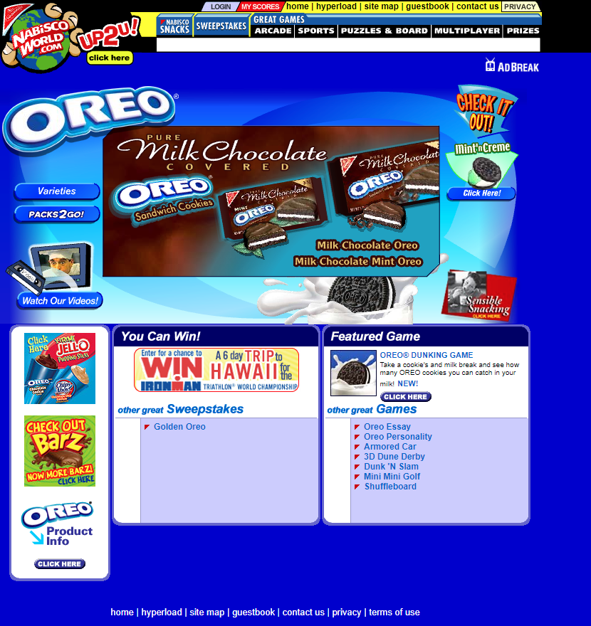 Oreo Cookie website in 2004