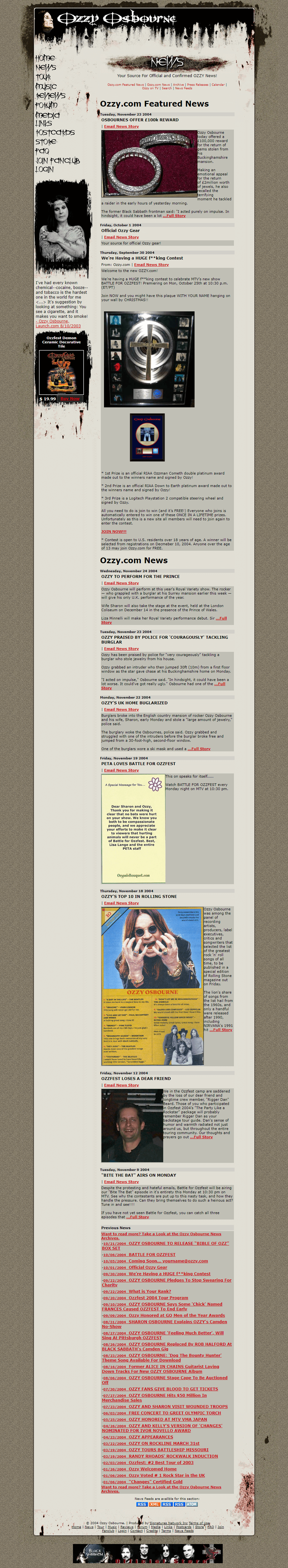 Ozzy Osbourne website in 2004