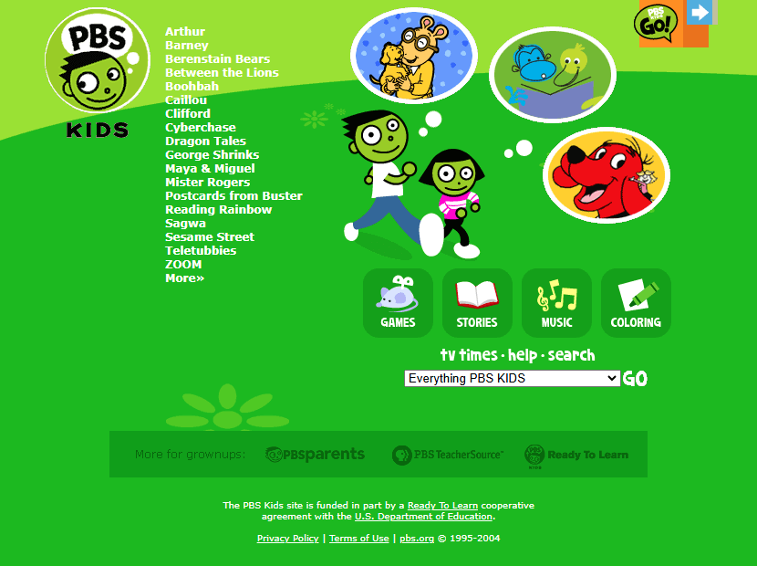 PBS Kids website in 2004