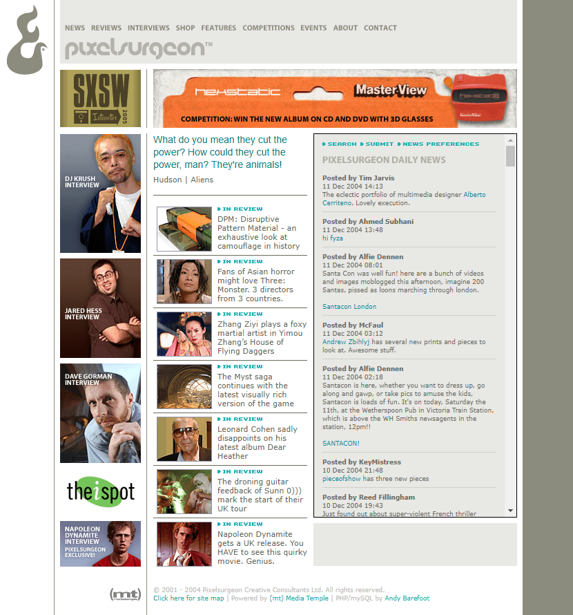 Pixelsurgeon website in 2004
