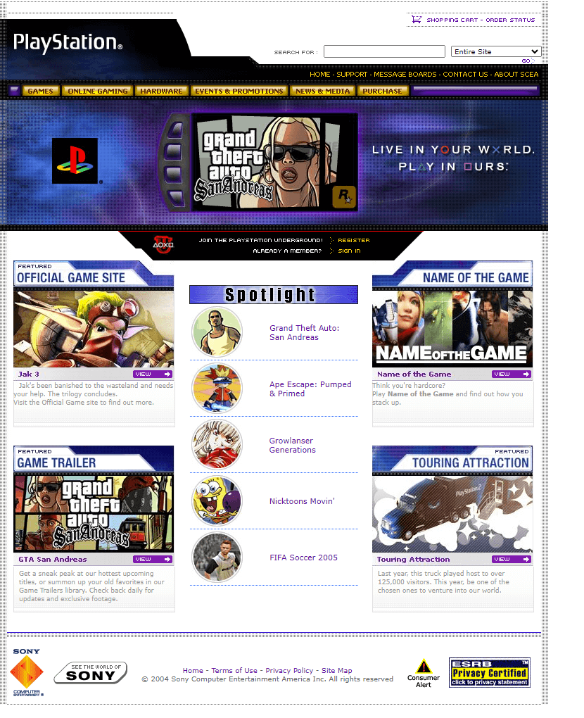 PlayStation website in 2004