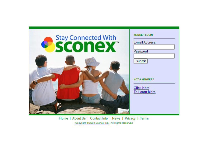 Sconex website in 2004