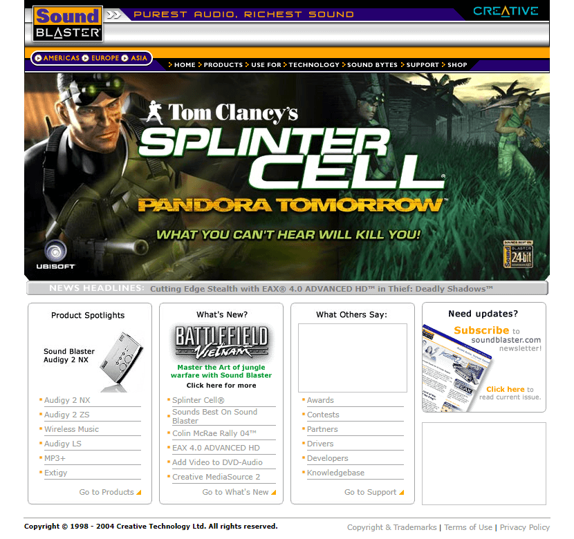 Sound Blaster website in 2004