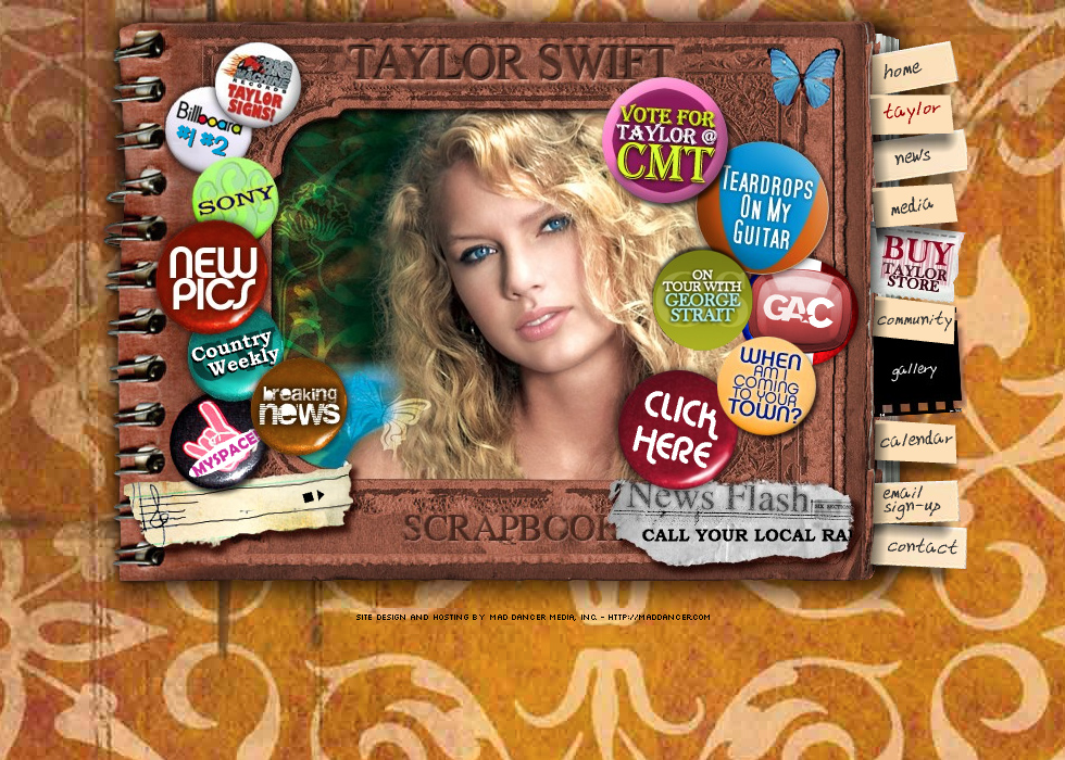 Taylor Swift website in 2007